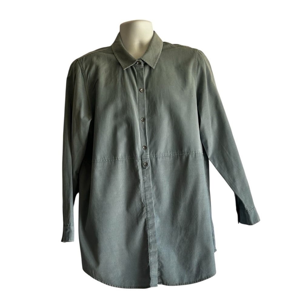 J. Jill Woman’s Casual BlueButton-Down Shirt, Relaxed fit,Minimal, lightweight